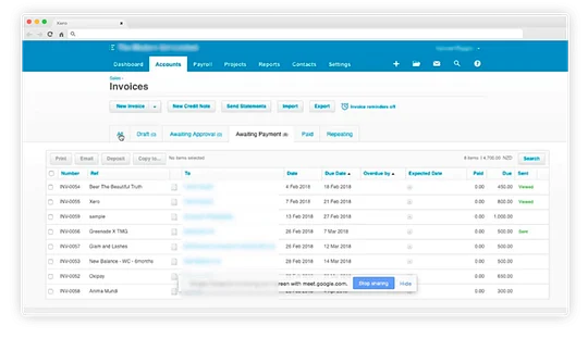 Xero’s Invoice Dashboard